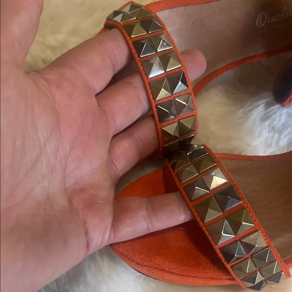 Jeffrey Campbell Orange Suede Studded Platform Heels 9